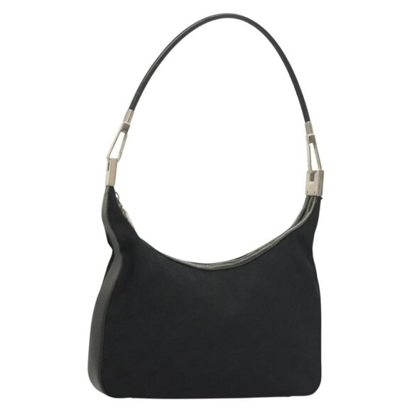 Authentic GUCCI GG Canvas Shoulder Bag Black Silver 001 3312